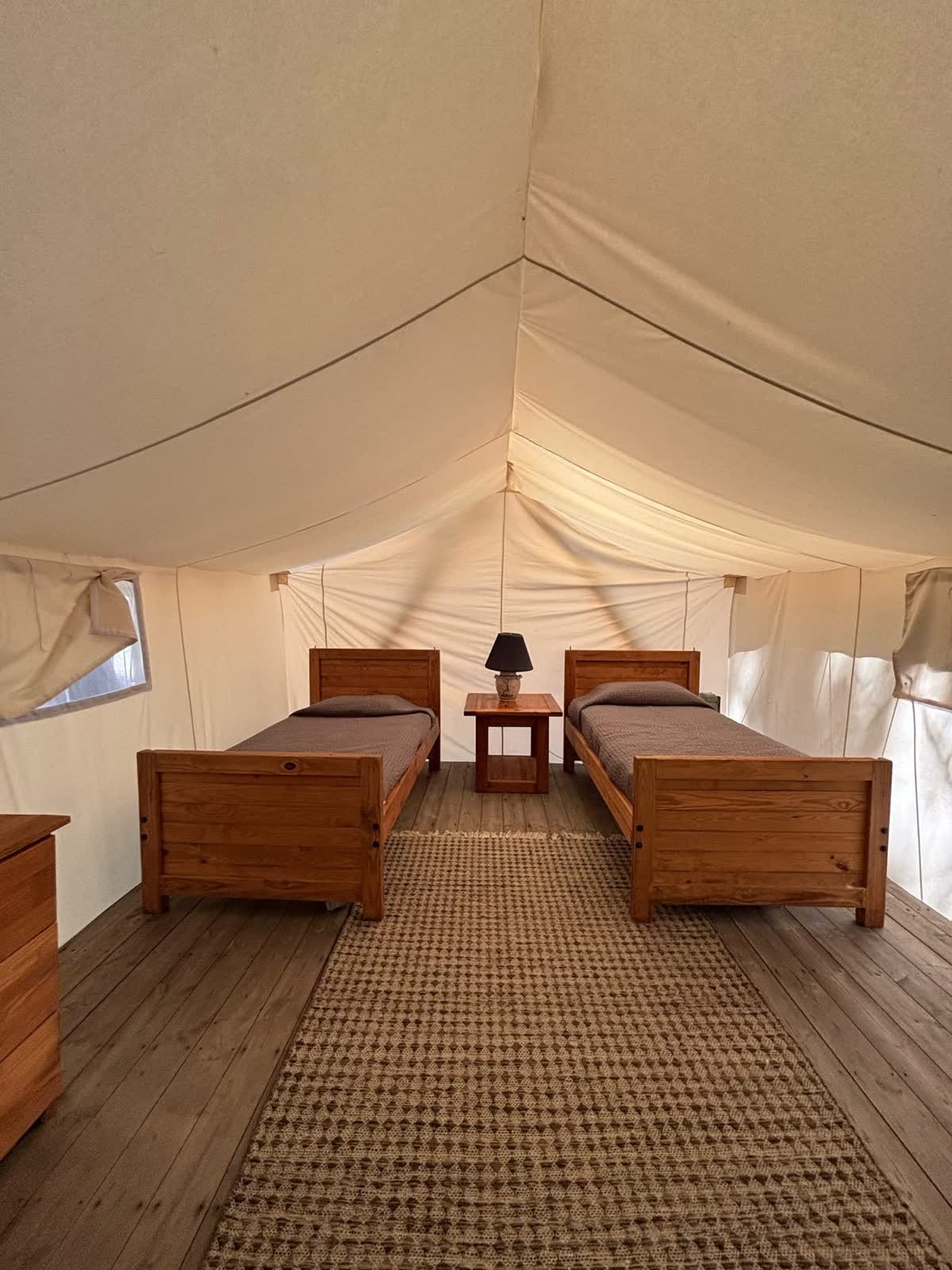 Inside a river tent