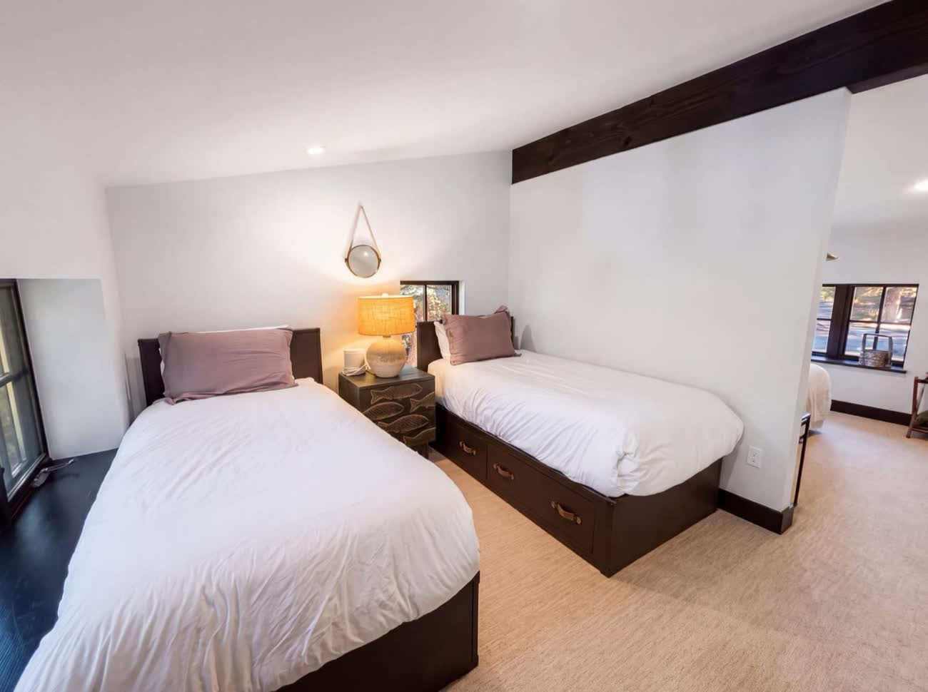 Twin beds in the loft